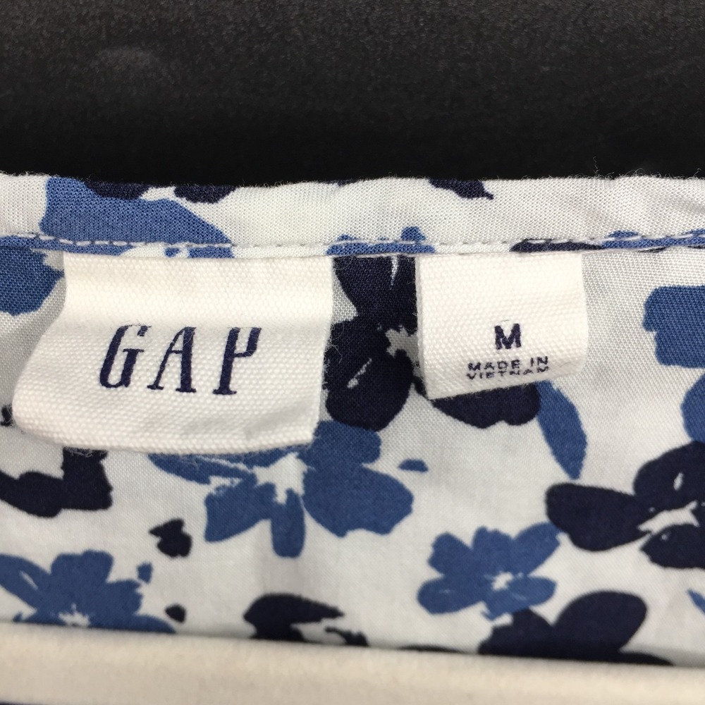 GAP black & blue floral prink tie front popover top preppy classic coastal M - Picture 8 of 14